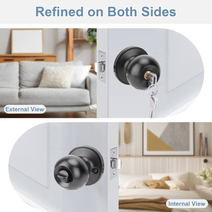 Entry Door Handle Set, Lock with Key, Reversible for Left or Right Hand, Black