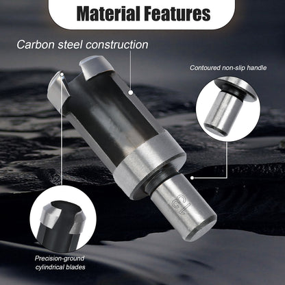 Tool with carbon steel construction features highlighted on a dark background