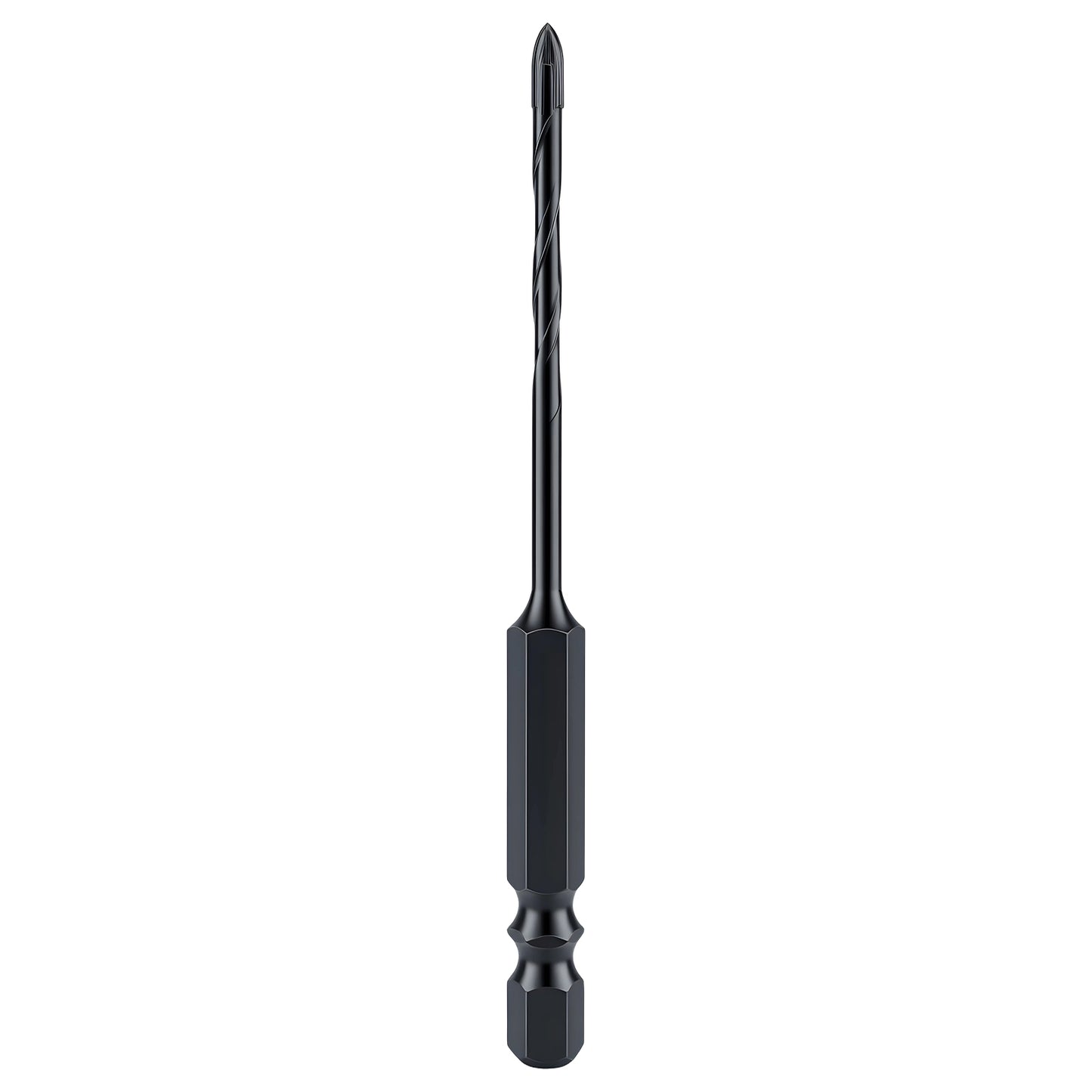 Black screwdriver bit on a white background