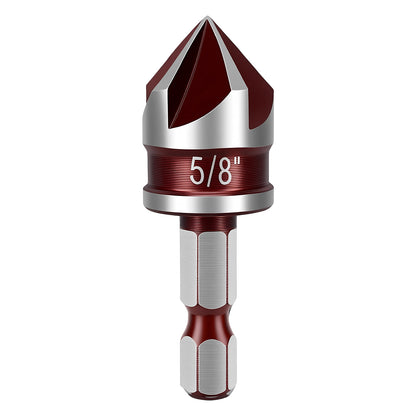 Red and silver drill bit with '5/8"' marking on a white background