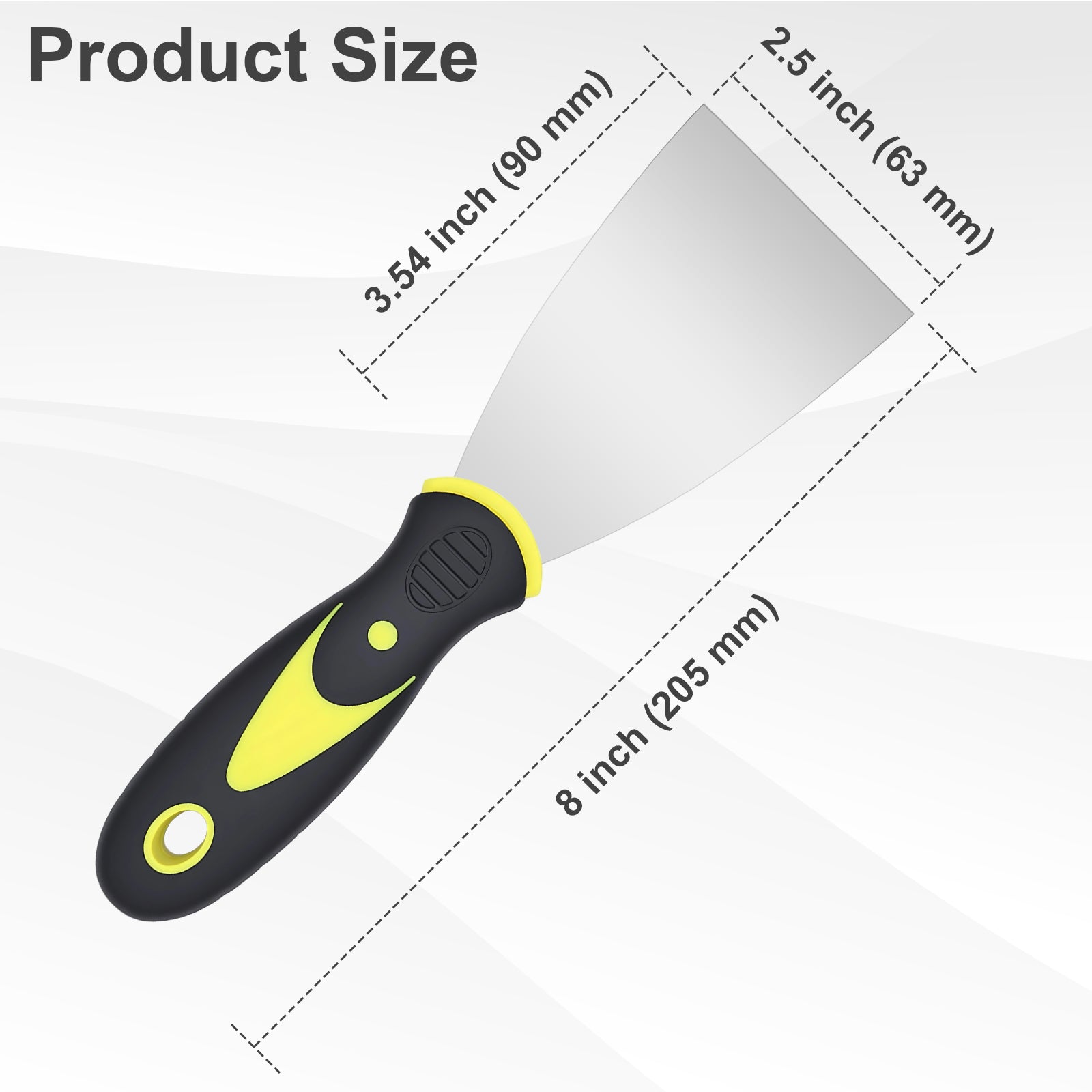 Hardy Supply 2.5 inch Putty Knife Scraper, stainless steel flexible blade with non-slip grip, for drywall spackling, paint removal, wall filling & home repair projects