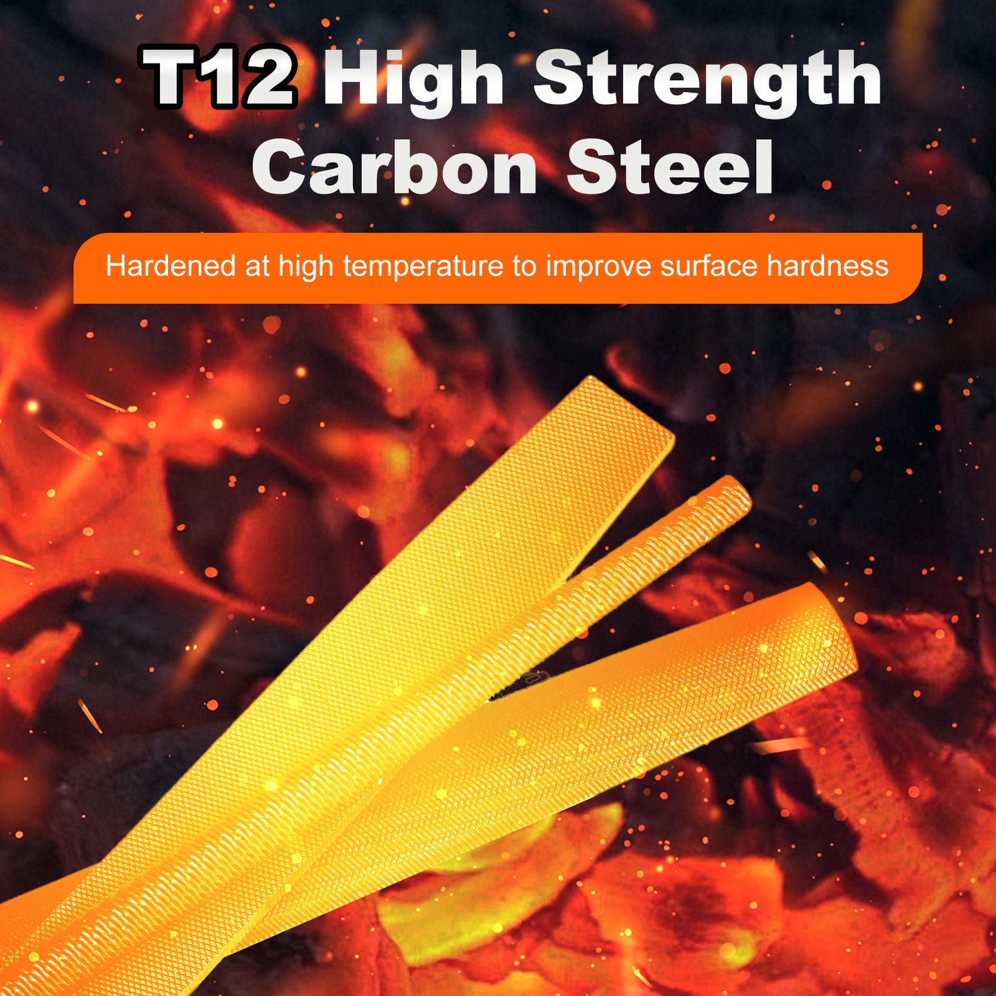 3PCS 8 inch Metal File Set, Carbon Steel Flat, Half-Round, Round Files for Metal Wood Plastic