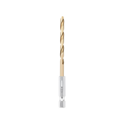 Gold drill bit with silver base on a white background