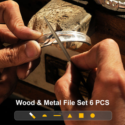 6-Piece Needle File Set, Alloy Steel Mini Files for Metal, Wood, Plastic, 6 Shapes