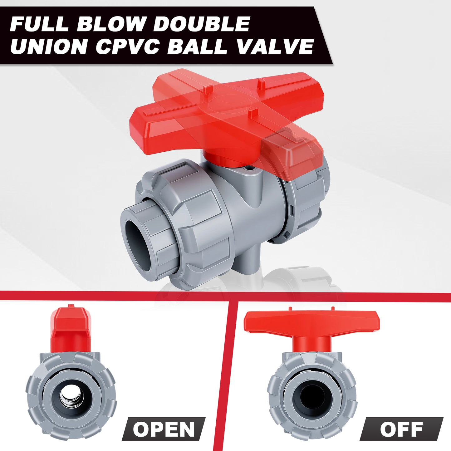 CPVC Ball Valve with Dual Swivel Connections, Swivel Water Valve, Plastic Valve for PVC Pipe
