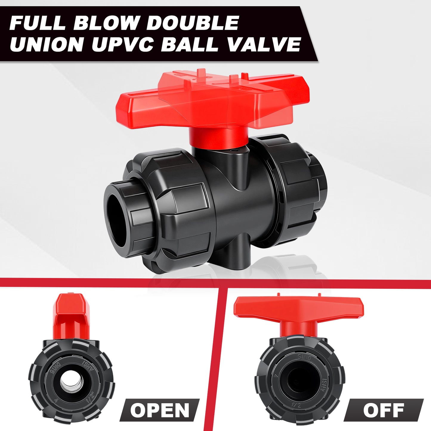 UPVC Double-Ended Ball Valve, Screw-On Water Valve, Plastic Valve for PVC Pipe