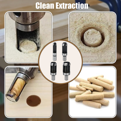 Collage of images showing clean extraction process with tools and materials.