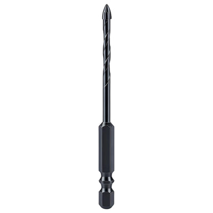 Black drill bit on a white background