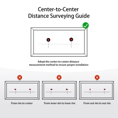 Center-to-center distance surveying guide with diagrams and text on a white background