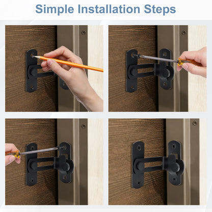Right-Angle L-Shaped Black Stainless Steel Barn Door Latch