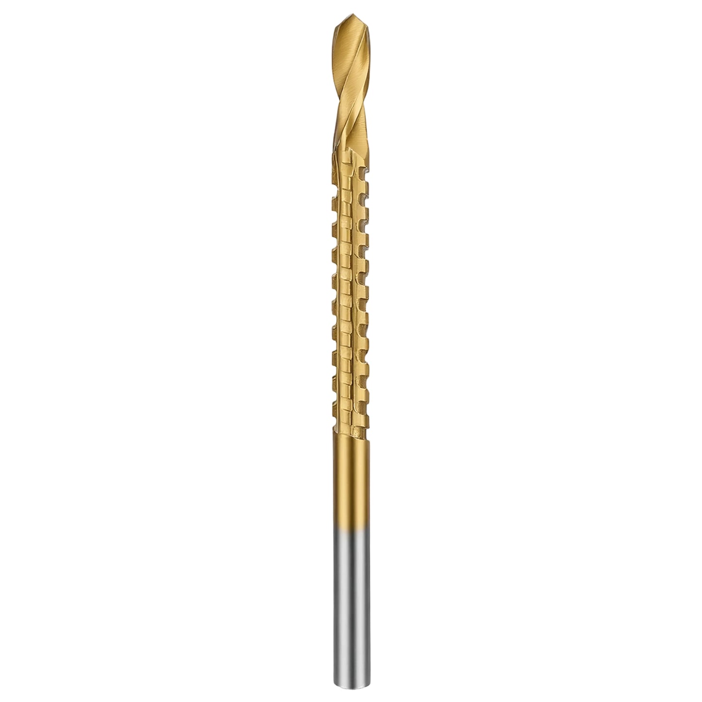 Gold drill bit on a white background