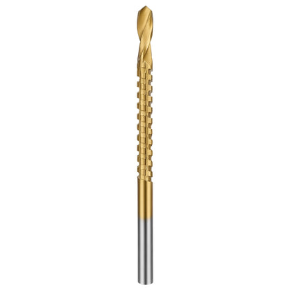 Gold drill bit on a white background