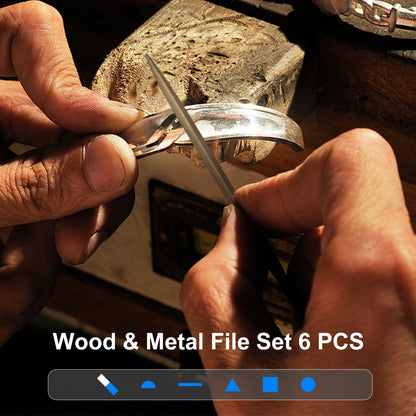 6-Piece Needle File Set, Alloy Steel Mini Files for Metal, Wood, Plastic, 6 Shapes