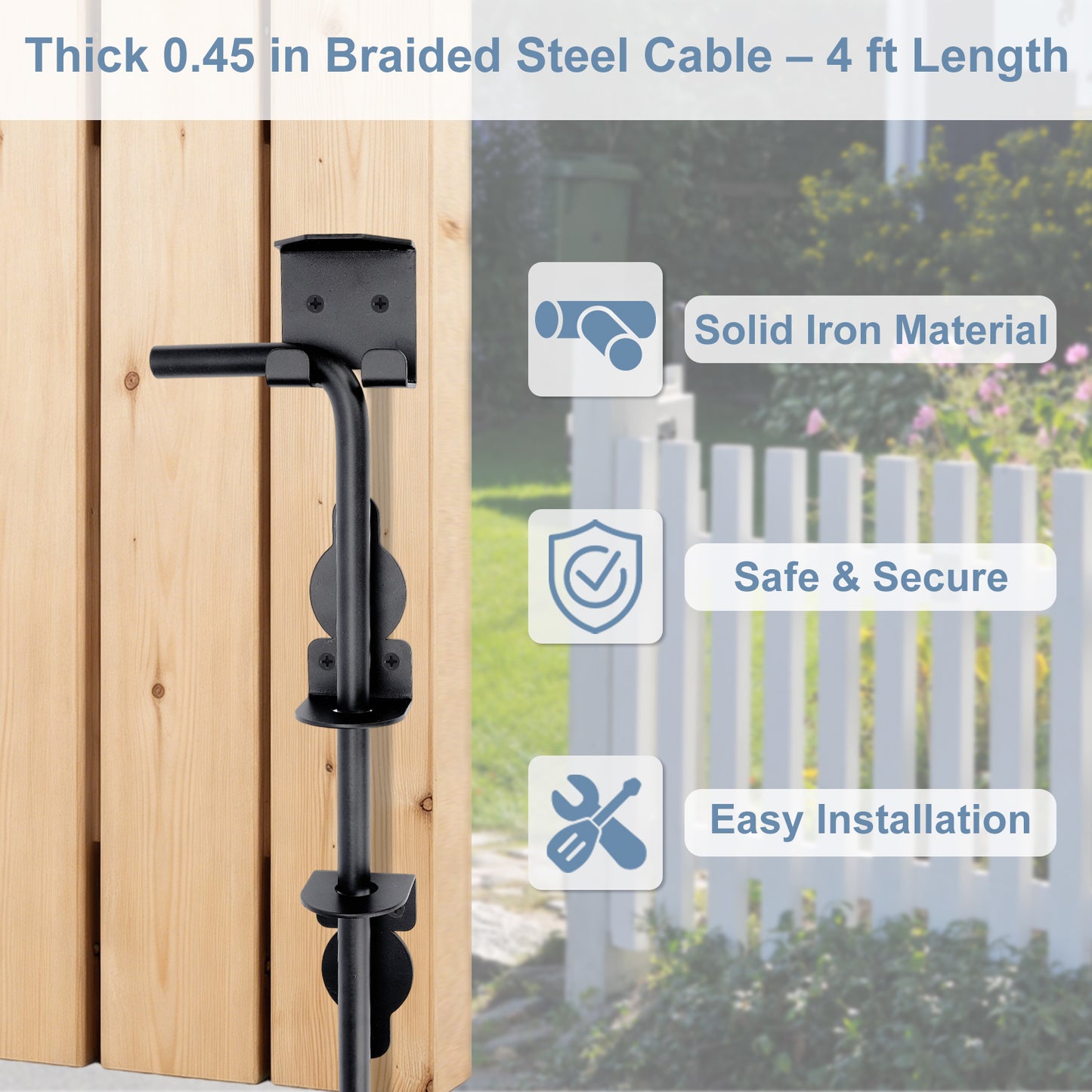 Black Iron Floor Bolt, 30 cm