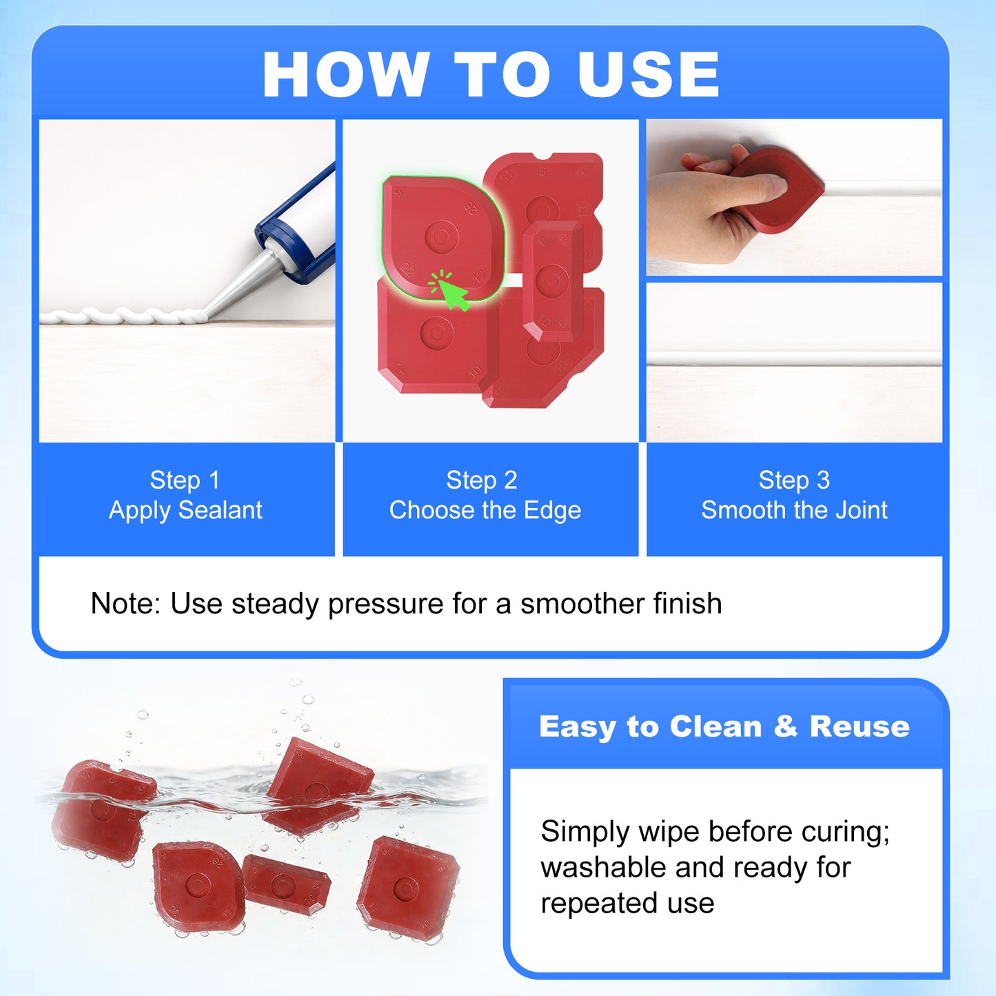 Instructions on how to use a sealing tool with step-by-step guide and product features.