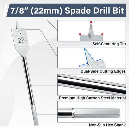 3-Piece Wood Hole Saw Set with Spade Bit - High Carbon Steel Drilling Kit for Wood and Plastic