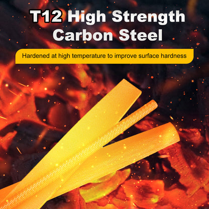 T12 High Strength Carbon Steel with fiery background