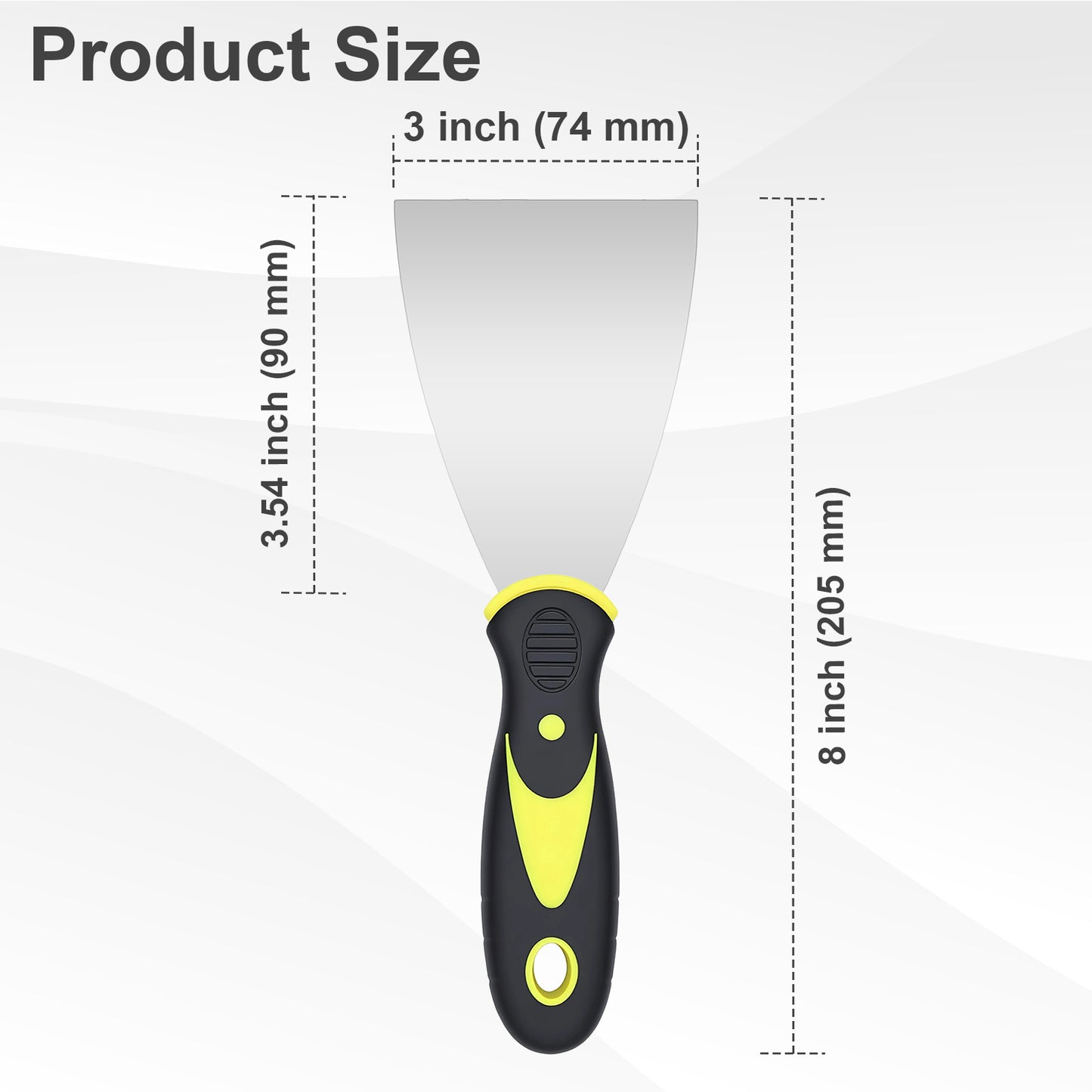Hardy Supply 3 inch Putty Knife, stainless steel scraper tool with ergonomic handle, for spackling, filling, paint repair & scraping