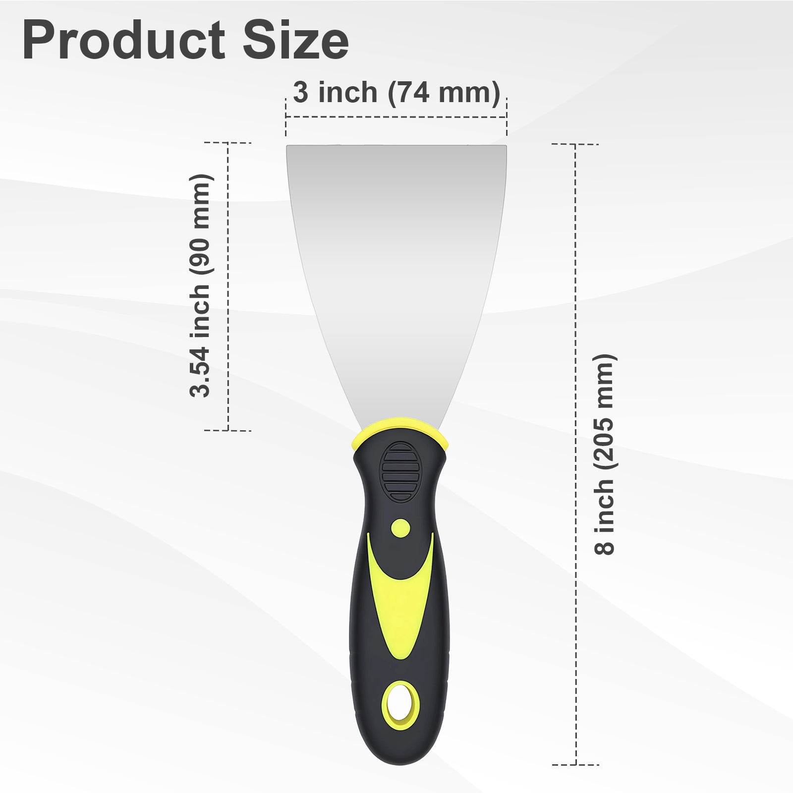 Hardy Supply 3 inch Putty Knife, stainless steel scraper tool with ergonomic handle, for spackling, filling, paint repair & scraping