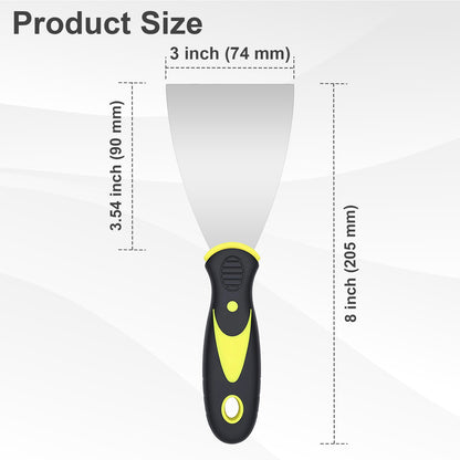 Hardy Supply 3 inch Putty Knife, stainless steel scraper tool with ergonomic handle, for spackling, filling, paint repair & scraping