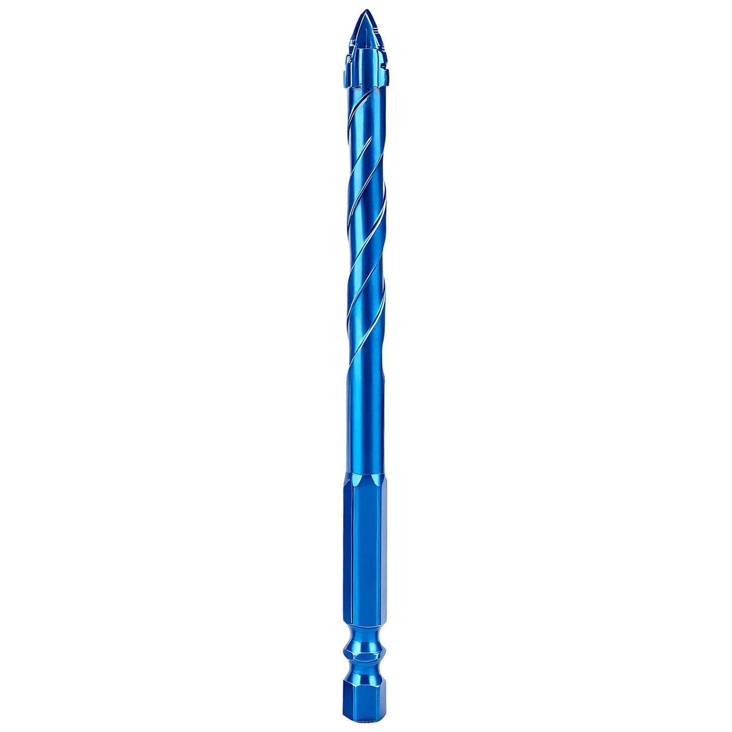 Blue drill bit on a white background
