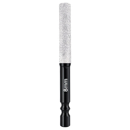 Black and silver tool bit with '8mm' marking on a white background