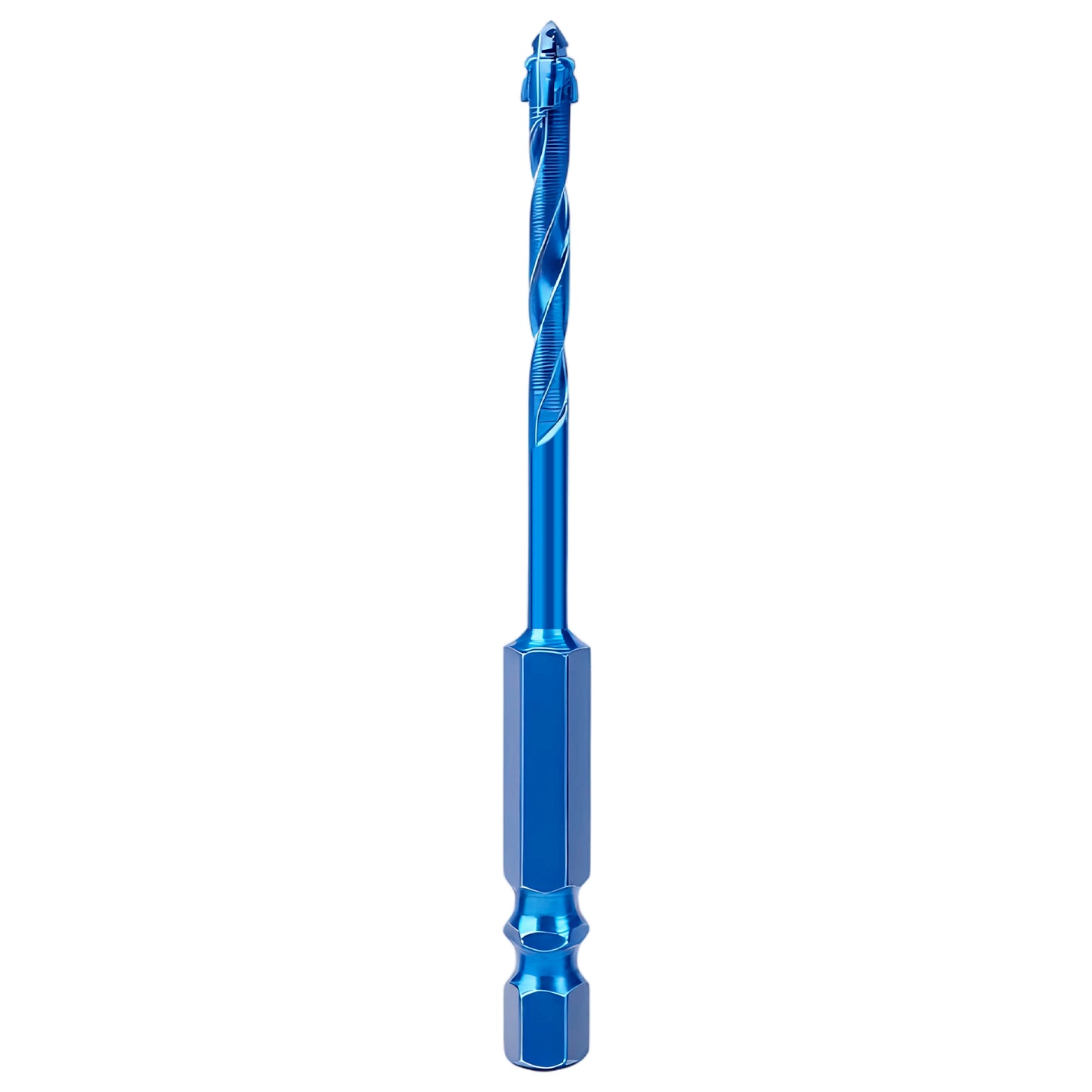 Blue drill bit on a white background
