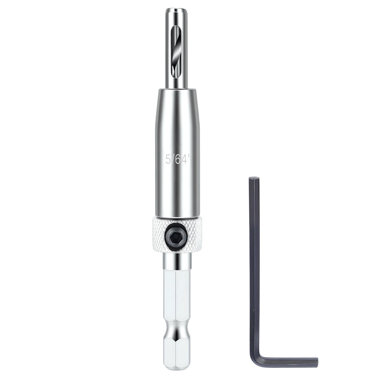 HSS self-centering drill bit 5/64 inch with 1/4 inch hex shank for precise drilling in wood plastic and soft metal
