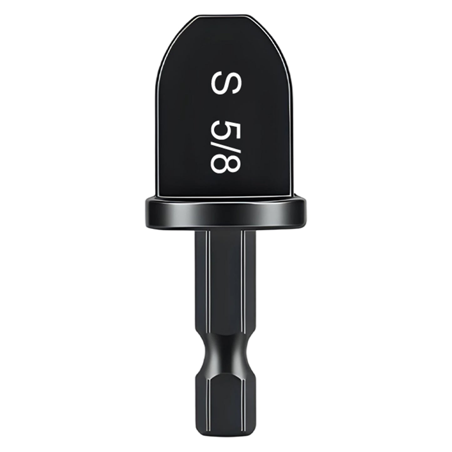 Black drill bit with size 'S 5/8' on a white background