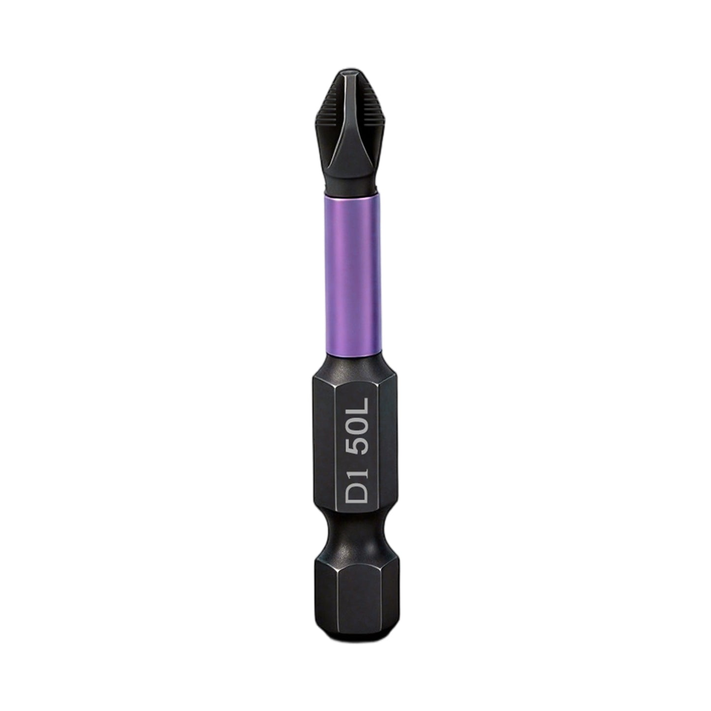50mm D1 PH2 Impact Screwdriver Bit, Magnetic Cross Head, Anti-Slip Hex Shank for Drill/Driver