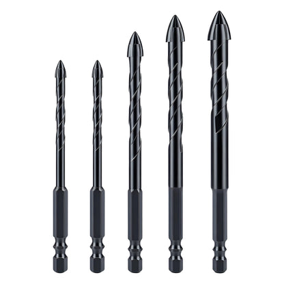 Carbide 4-flute cross drill bit with hex shank for tile glass ceramic marble concrete, multi size drilling bit for cordless hand and bench drills