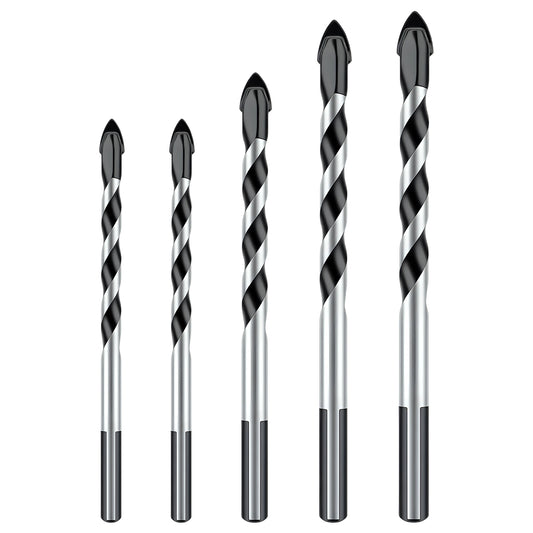 Triangle carbide drill bit set for glass tile wood and concrete, multi size drill bits for hand drill cordless and bench drilling