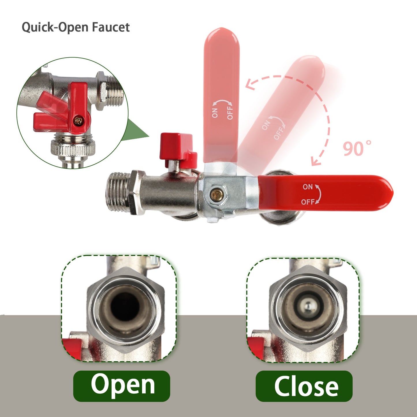 Garden Dual Outlet Zinc Alloy Hose Bib, 1 Inlet 2 Outlet Splitter Faucet with Dual Nozzles and Belt Hose Connection