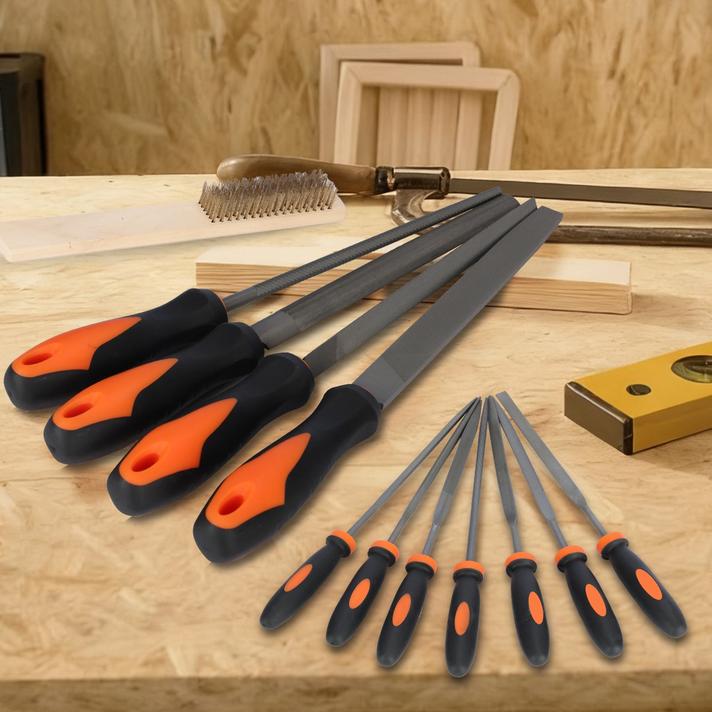 19-Pcs Metal File Set – Alloy Steel Flat, Triangle, Half-Round, Round + 12 Needle Files w/ Case