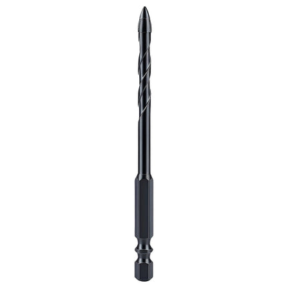 Black drill bit on a white background