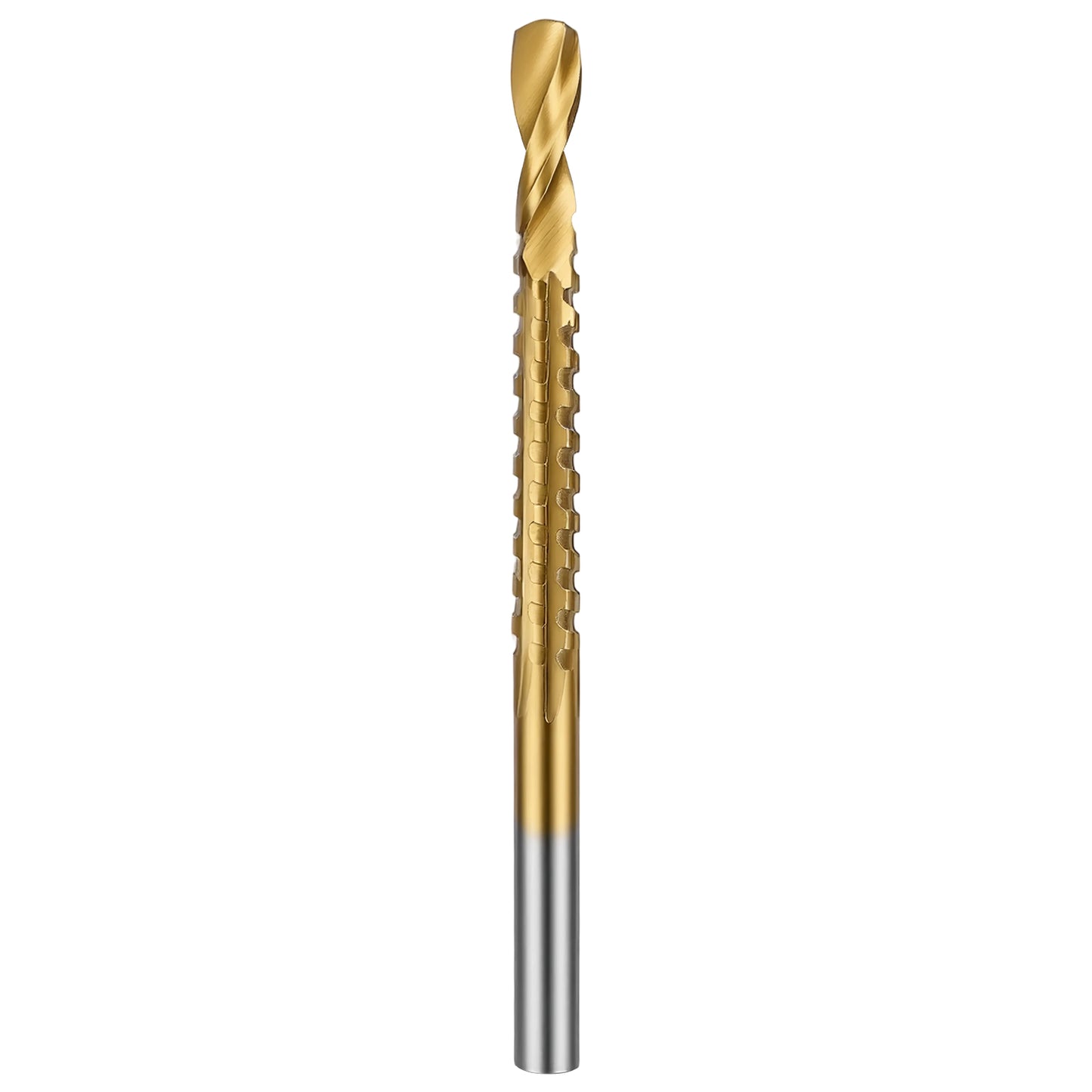 Gold drill bit on a white background
