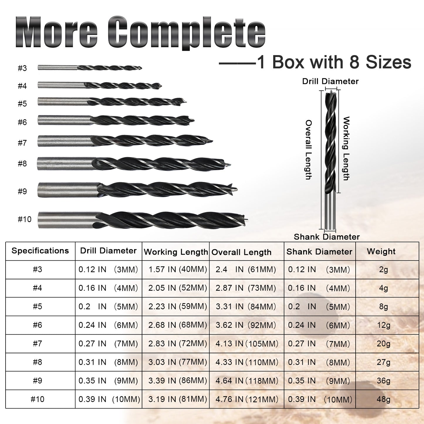 Countersink Drill Bit Set, 8PCS Adjustable HSS Titanium Coated Woodworking DIY Tools