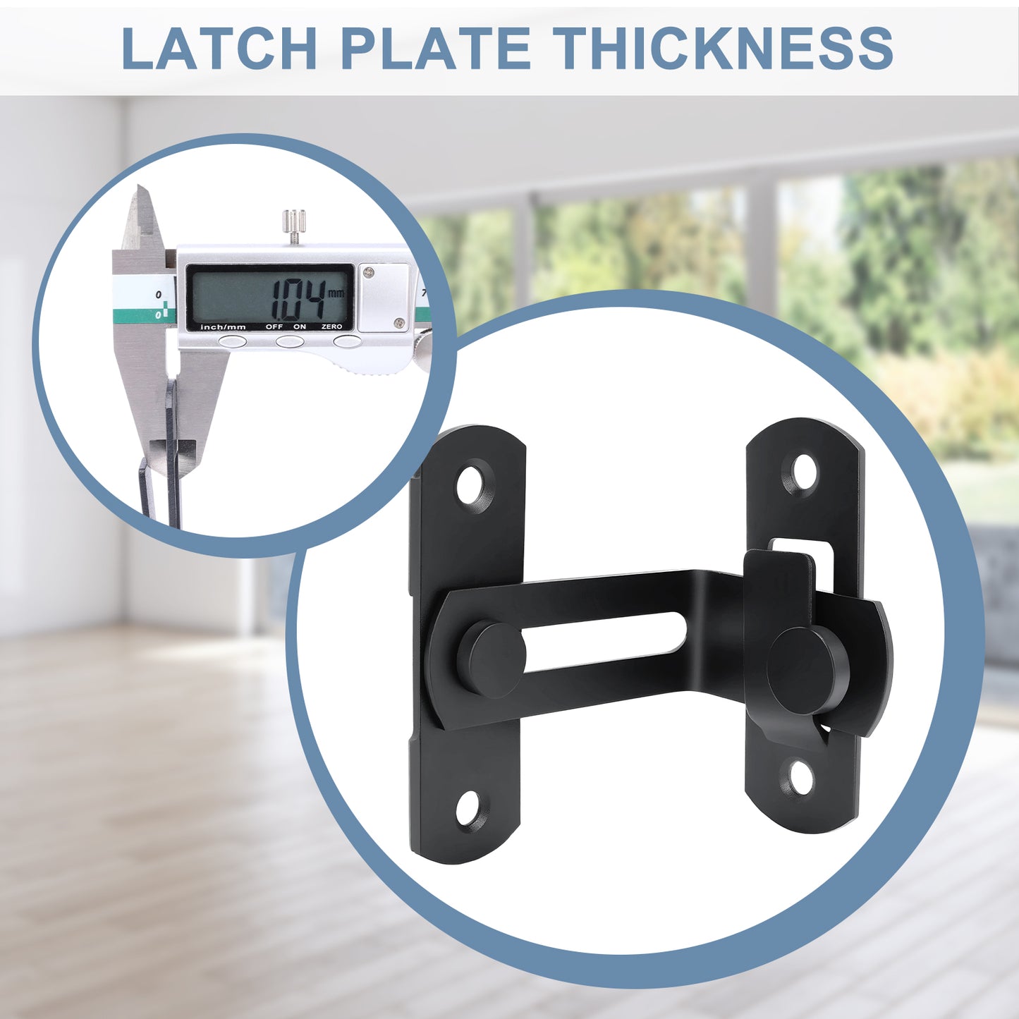 Right-Angle L-Shaped Black Stainless Steel Barn Door Latch
