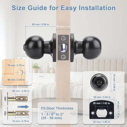 Entry Door Handle Set, Lock with Key, Reversible for Left or Right Hand, Black