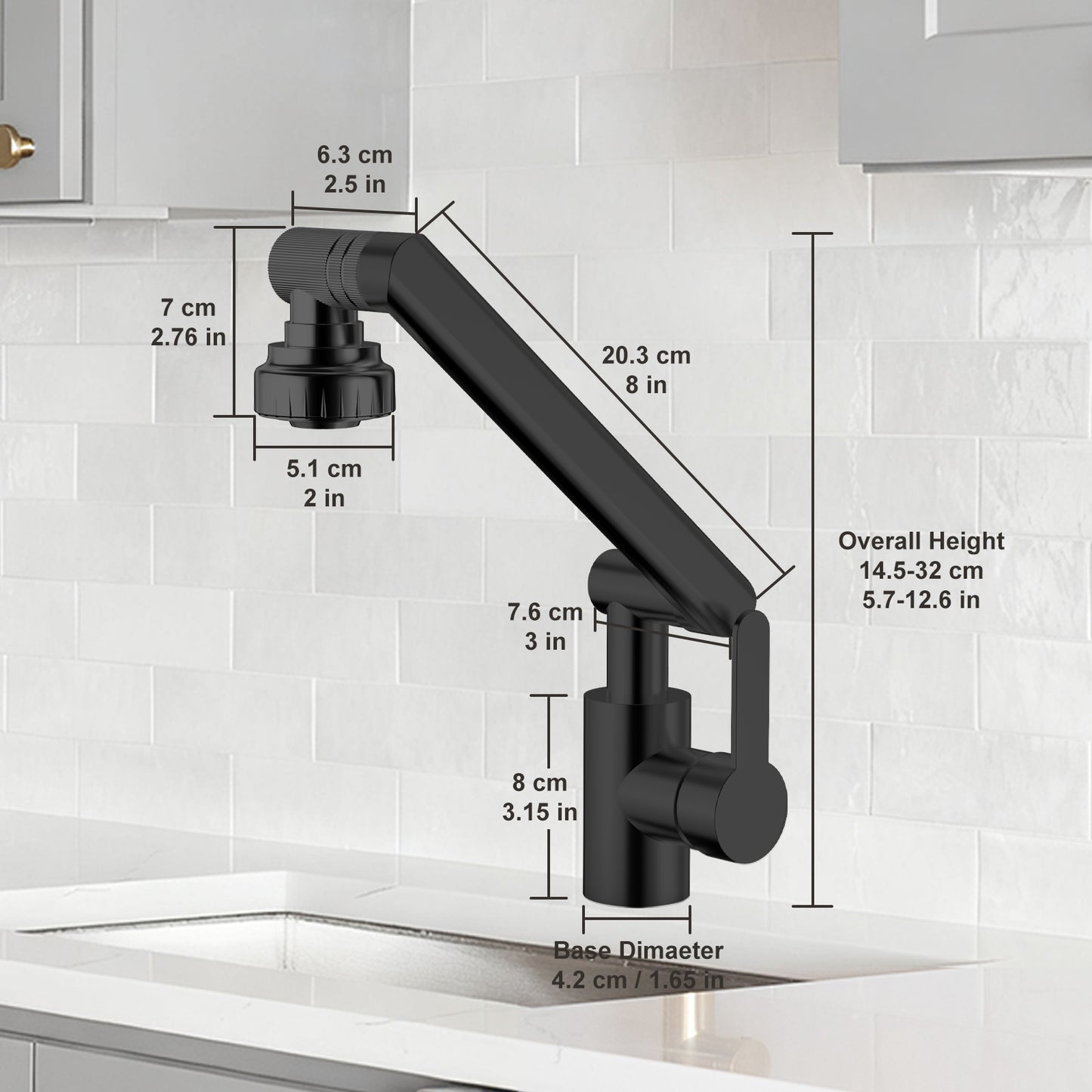 Bathroom Faucet, Hot & Cold, Dual-Mode, 1080° Rotating Stainless Steel
