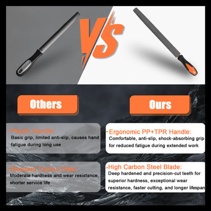 Comparison chart between 'Others' and 'Ours' tools with text highlighting features.