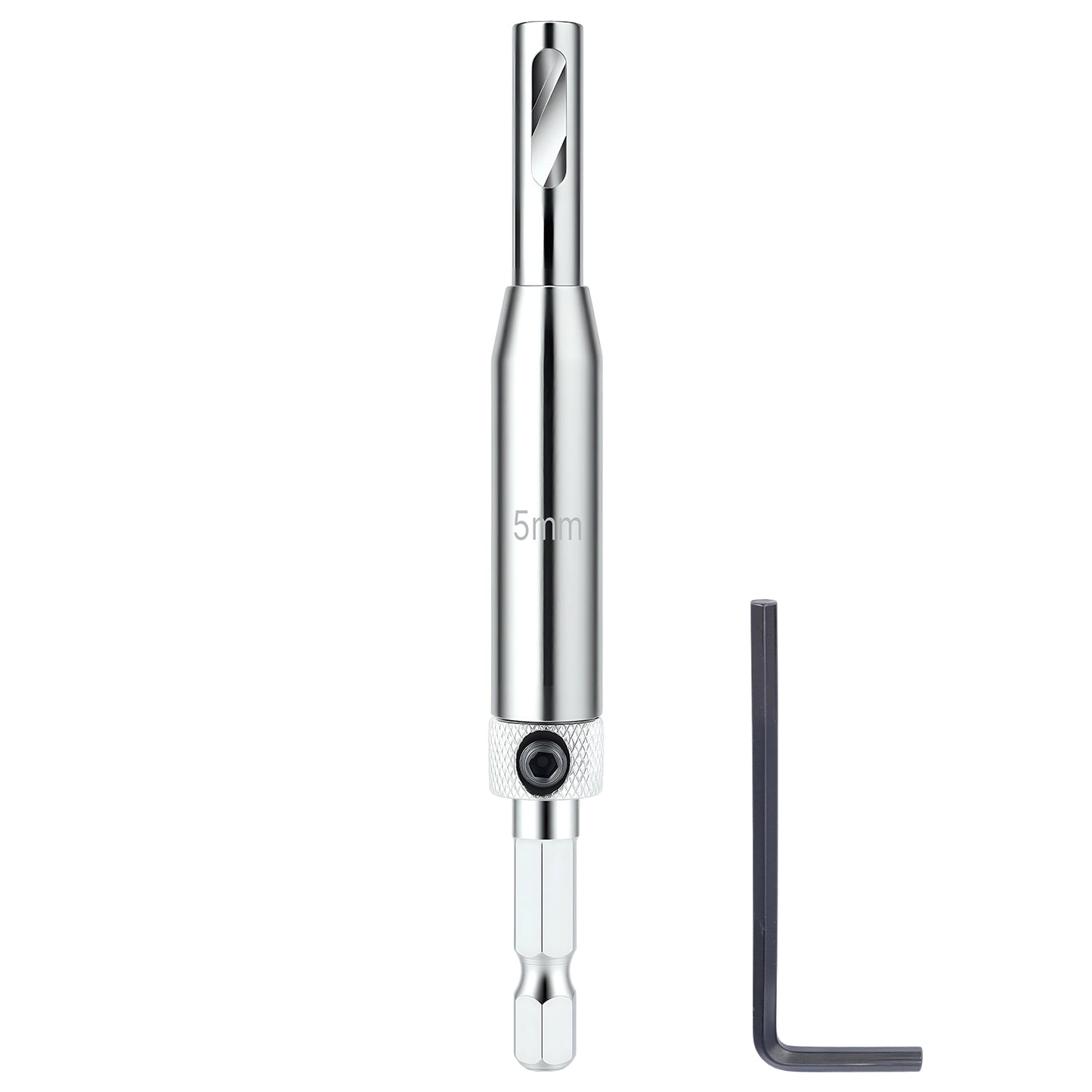 HSS self-centering drill bit 5 mm with 1/4 inch hex shank for accurate drilling and hardware installation