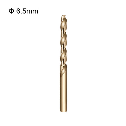 Gold drill bit with size 6.5mm on a white background