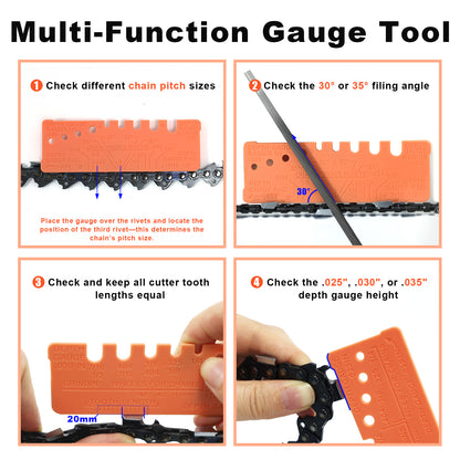 Chainsaw File Kit 9pcs, Round Files 5/32" 3/16" 7/32", Guide, Gauges & Wood Handle