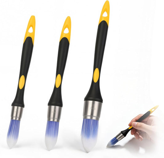 Trim paint brush set with ergonomic handles and dense bristles for walls cabinets corners and detail painting use