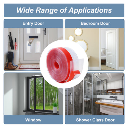 Roll of tape with text 'Wide Range of Applications' and images of various door types.