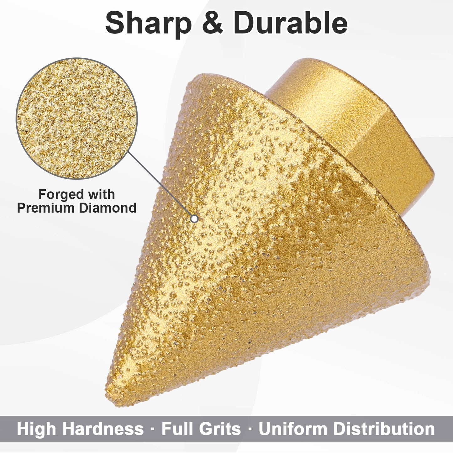 Diamond Chamfer Bit with Premium Diamond Grit, Sharp & Durable, High Hardness for Stone