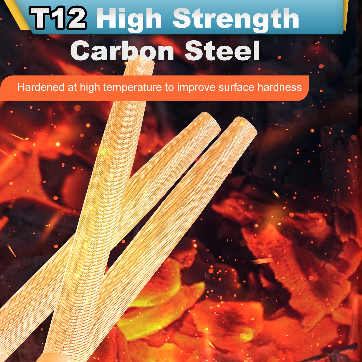 Half-Round File, High Carbon Steel with Ergonomic Rubber Handle for Wood, Metal & Plastic