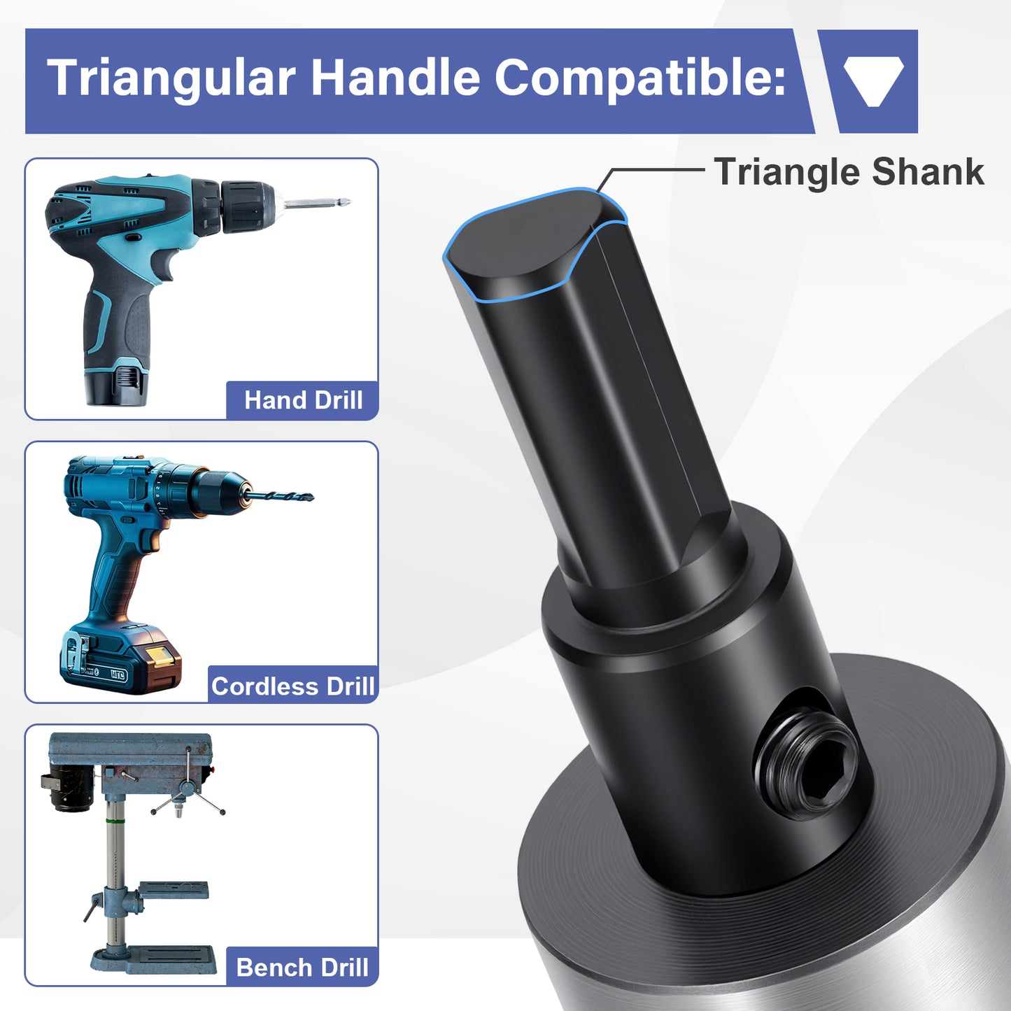 Triangle Shank HSS Hole Saw - Compatible with Hand Drill, Cordless Drill & Bench Drill Press