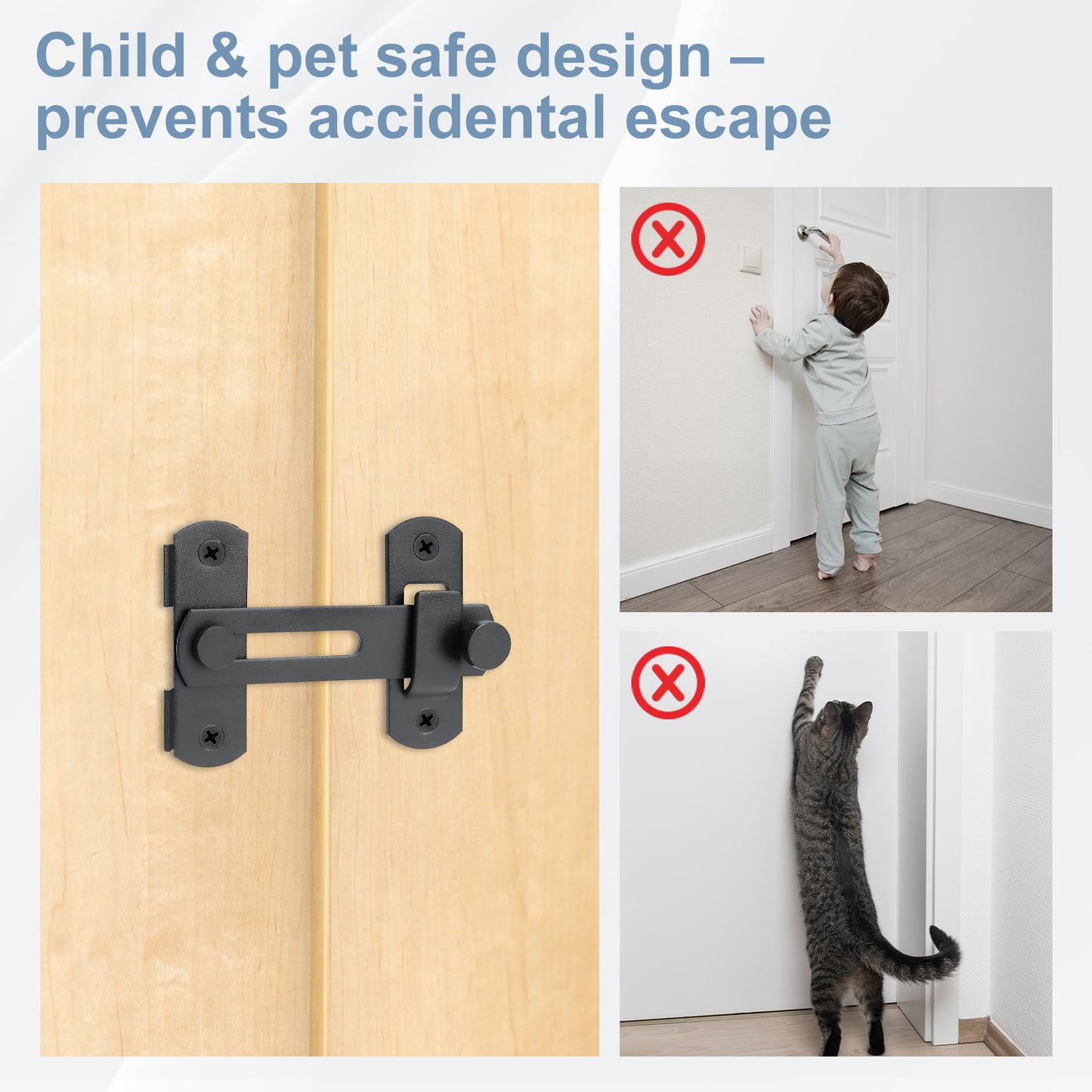 Black Stainless Steel Barn Door Latch (Side-Hinged)